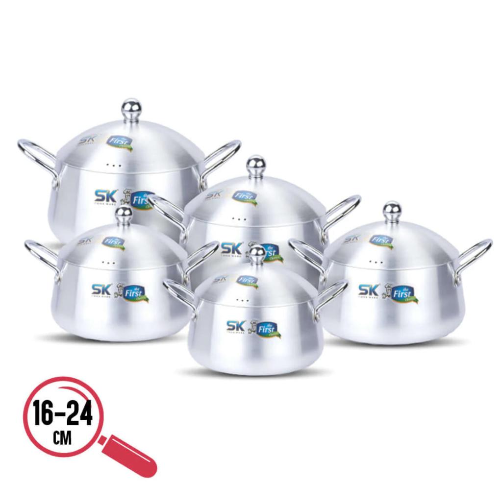 SK Metal Finish, Belly Set 1 x 5, 5 Pots (16-18-20-22-24 CM )